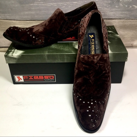 FIESSO by Aurelio Garcia brown velvet stud loafers main image 10